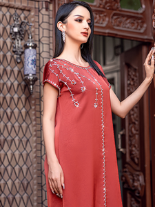 Robe abaya brodée, abaya de luxe Dubaï, abaya en gros, robe abaya de luxe, abaya en lin, abaya brodée, fabricant sur mesure - Product Image 5