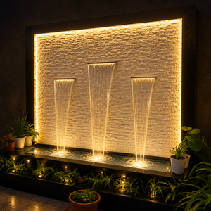Fontaine murale LED de luxe pour la maison, le jardin, le bureau, la station balnéaire, cascade extérieure et intérieure personnalisée avec finition en pierre naturelle - Product Image 3