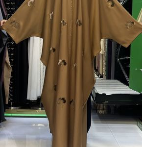 Best Selling Kaftan Abaya Handmade Turkish Floor Length Long Sleeve V Neck Polyester Regular Fit Casual Evening Party Flared - Product Image 5