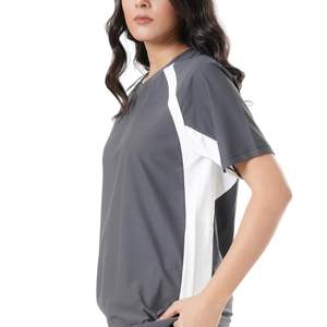 T-shirt noir uni pour femme, coupe ajustée, manches courtes, en coton épais, délavé à l'acide, personnalisable, haute qualité, OEM, vente en gros - Product Image 1