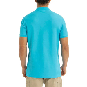 Men's Solid Color Cotton Short Sleeve <b>Polo</b> <b>Shirt</b> Breathable Regular Fit Casual Knitted Design <b>Blue</b> - Product Image 2