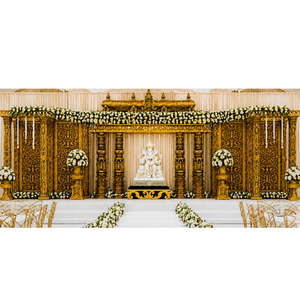 Scène de mariage traditionnelle du sud de l'Inde pour grandes cérémonies, scène de luxe en fibre pour cérémonies de mariage hindoues, scène de réception USA - Product Image 1