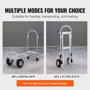 Carrello Pieghevole in Alluminio 2-in-1, Capacità 450 Kg, Carrello Industriale Resistente con Ruote in Gomma - Product Image 5