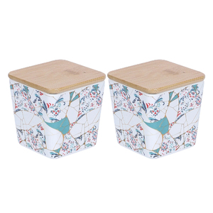 Durable Ceramic Spice <b>Containers</b> With Wooden Lids Airtight Divided <b>Storage</b> Box <b>For</b> <b>Kitchen</b> Minimalist Design Handcrafted Set - Product Image 3