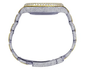 Reloj de Cuarzo Dorado Automático para Hombre, de Acero Inoxidable, con Moissanita de Calidad VVS1, Esfera de Cristal Estilo Hip Hop, Joyería de Moda - Product Image 2