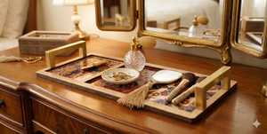 Bandeja Rectangular de Madera Hecha a Mano para Decoración con Velas, Bandeja de Servicio para Hotel, Bandeja para Alimentos, Café, Té, Color Oscuro, por UO INDIA - Product Image 3