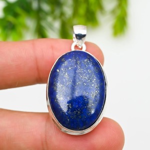 High Quality <b>Lapis</b> <b>Lazuli</b> Style Bezel Setting Oval 925 Sterling Silver Handmade Blue Gemstone Boho Unisex <b>Pendant</b> Jewelry Gift - Product Image 1
