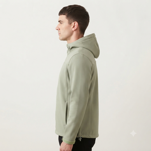 Chaqueta Cortavientos con Capucha para Hombre, Color Verde Claro, Cierre Completo, Estilo Casual, Corte Regular, Color Sólido, Material de Poliéster, para Otoño - Product Image 4