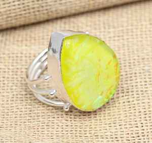 Bague en argent sterling 925 massif, ornée d'une opale triple jaune, bijou fait main, magnifique bague, beau bijou pour l'amour - Product Image 4