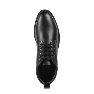 Bottines en cuir véritable noir pour hommes, bout rond, à lacets, tendance mode, chaussures d'automne - Product Image 5