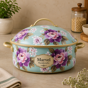 Marvel Handicrafts - Olla de Acero Inoxidable con Aislamiento Térmico, Diseño Floral de Lujo, Recipiente para Mantener la Comida Caliente, Tazón para Servir, para Cocina y Comedor - Product Image 1