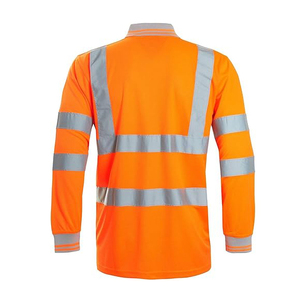 Polo de travail unisexe à manches courtes, haute visibilité, réfléchissant, respirant, polyester/coton, neuf, pas cher, livraison immédiate - Product Image 3