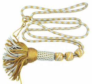 Ruban brodé tressé or et blanc avec crochet métallique, accessoire de mode, décoration pour vêtement religieux d'église - Product Image 1