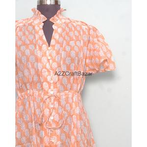 Nuevo Vestido Corto de Playa con Estampado Floral, 100% Algodón Puro, Largo hasta la Rodilla, para Mujer, para el Verano - Product Image 3