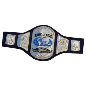 Cinturón de Campeonato de Lucha Libre Personalizado para Equipos de Seis Personas, Diseño Premium con Detalles en Azul y Plateado - Product Image 5