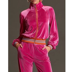 Conjunto Deportivo de 2 Piezas para Mujer, Top Corto con Cierre y Pantalones Acampanados con Cordón, Transpirable y Sexy para Otoño - Product Image 4