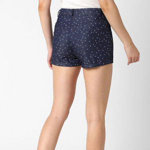 Shorts de Mezclilla con Cintura Alta y Estampado de Lunares para Mujer, Cierre de Botones, Estilo Casual, 100% Algodón, Tela Oxford Transpirable, Corte Regular - Product Image 4
