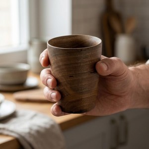 Gobelet en bois naturel de qualité supérieure, fabriqué à la main, écologique et durable, pour l'eau, les jus et les boissons - Product Image 1
