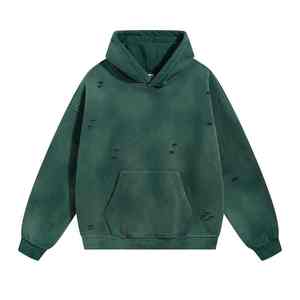 Sudaderas con capucha vintage pesadas para hombre al por mayor, sudaderas con capucha desgastadas de gran tamaño, sudaderas con capucha lisas personalizadas con lavado ácido - Product Image 6