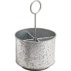Wholesaler Kitchen Utensils Holder Farmhouse Galvanized Metal Utensil Caddy Holder With Unique Handle 4 Compartment - Product Image 1