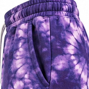 <b>Mens</b> Tie Dye Fleece <b>Shorts</b> With Embroidery <b>Elasticated</b> <b>Waist</b> Side Pockets Custom Streetwear Wholesale Clothing Supplier Exporter - Product Image 5