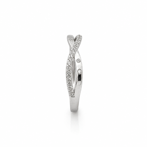 Bague en argent sterling 925 pour femme, motif croisé ondulé avec zircone cubique, finition polie, élégante et moderne, pour usage quotidien, mariage ou fête - Product Image 3