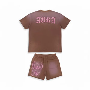 Conjunto de Camiseta de Verano de Dos Piezas con Logotipo Personalizado, Impresión DTF, Tejido Transpirable, Estilo Hip-Hop, Tallas Grandes, para Hombre - Product Image 2
