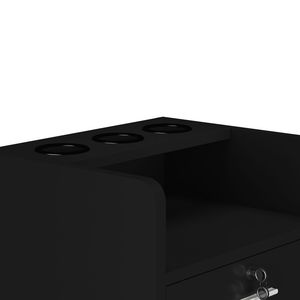 Carrello da Salone Nero a 3 Livelli con Serratura, Mobiletto con Cassetti Scorrevoli in Legno, Attrezzatura per Spa, Codice 92007726 - Product Image 6