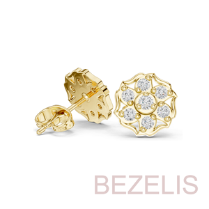 Pendientes de tuerca clásicos con diseño de flor y diamantes redondos brillantes para mujer Bezelis, regalo al por mayor para fiestas y bodas - Product Image 5