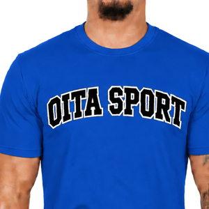 Camiseta Ajustada Azul Rey para Hombre, Manga Corta, Cuello Redondo, Estampado Personalizado, Corte Slim, Informal, de Algodón, Venta al Por Mayor, Ropa Urbana Deportiva - Product Image 3