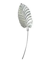 Eleganter silberner Bananenblatt-Metall-Gartenstecker – Zeitgenössisches botanisches Rasen-Akzent-Dekor für den Außenbereich