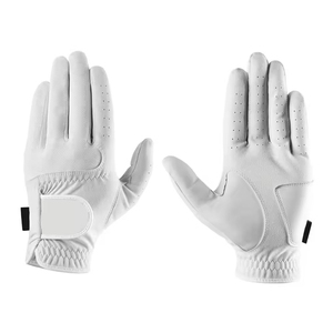 Guantes de Golf Unisex de Piel de Cabretta Blanca para Todo Clima, Correa de Muñeca Ajustable, Cierre de Tirón, Agarres Personalizables para Exteriores - Product Image 1
