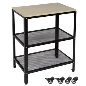 3-Tier Rolling Kitchen Utility Storage Cart Metal Frame Standing Bakers <b>Rack</b> <b>Microwave</b> Cart for Living Room - Product Image 5
