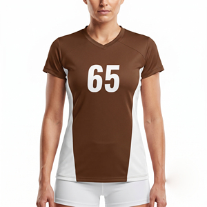 Women Short Sleeve Sublimated Printed Volleyball Jersey Women V-Neck Volleyball Jersey Sportswear Team Number - Product Image 1