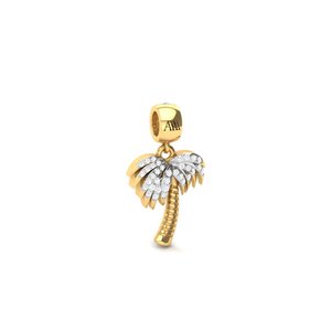Breloque Palmier en Argent 925 Plaqué Rhodium avec Sertissage Pavé de Cristaux, Design Végétal Adorable pour Usage Quotidien, Bijou Unisexe - Product Image 4