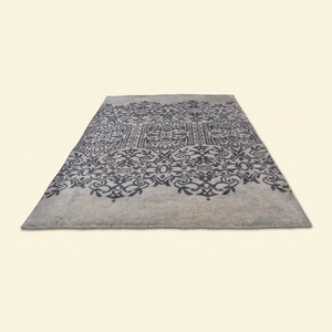 Tapis en laine grise Ashen Palace noué à la main, écologique, antidérapant, tapis d'appoint damassé moderne pour salon et hôtel - Product Image 2