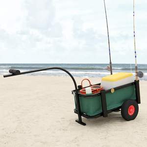 Carrito de Pesca de Acero Negro con Bolsa, Práctico Carrito para Camping - Product Image 1