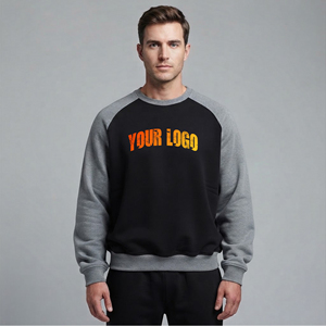 Sweat-shirt homme surdimensionné de haute qualité avec logo brodé personnalisé, coupe-vent, 100% coton, col rond bicolore, style baggy. - Product Image 5