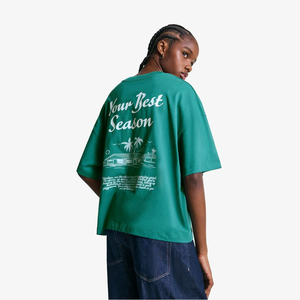 Camisetas Cortas de Algodón 100% para Mujer, Corte Regular, Estilo Vintage de Verano, Camisetas Casuales de Manga Corta, Transpirables, Ecológicas, Jersey OEM - Product Image 2