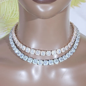 Collar de tenis de plata de ley 925 con moissanita y diamantes, cadena de eslabones estilo hip hop, joyería de lujo para hombres y mujeres - Product Image 1