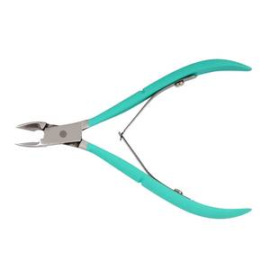 Coupe-ongles incurvé en acier inoxydable avec poignées turquoise, pointe biseautée tranchante pour ongles des doigts, usage adulte, conception durable, style simple - Product Image 2