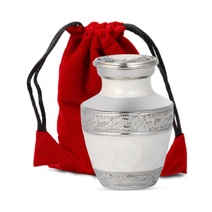 Urne funéraire en laiton blanc nacré, petite, la plus vendue, pour cendres commémoratives - Product Image 1