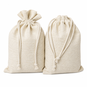 Hemp <b>Drawstring</b> Bag Natural Color Solid Pattern Custom Printing Low Moq Sustainable Reusable Eco Friendly Craft Storage <b>Pouch</b> - Product Image 1