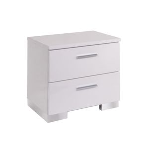 โต๊ะข้างเตียง 2 ลิ้นชักสีขาวพร้อมขาโครเมี่ยม - Product Image 1