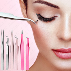 9 Piece Stainless Steel Eyelash Tweezers Set Straight Curved & Pointed Tips with Mirror Volume Lash <b>Tools</b> for Precision - Product Image 3