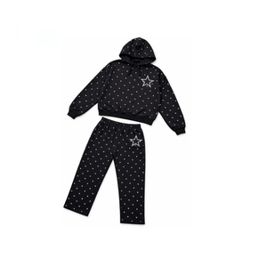 Ensemble de survêtement rose Y2K pour femme MONDLICHT, sweat à capuche et pantalon de jogging, manches longues, fermeture éclair sur le devant, imprimé étoiles, polyester respirant, vêtements d'automne - Product Image 4