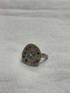 925 Sterling <b>Silver</b> Micro Pave Rhodium Plated Vintage Colorful Gemstone Multi Stone <b>Statement</b> <b>Ring</b> for Women Party Jewelry - Product Image 1