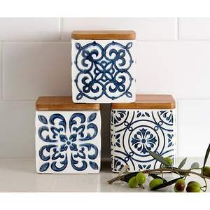 Bocaux et bouteilles de rangement en bois naturel émaillé imprimé pour cuisine haut de gamme - Product Image 4