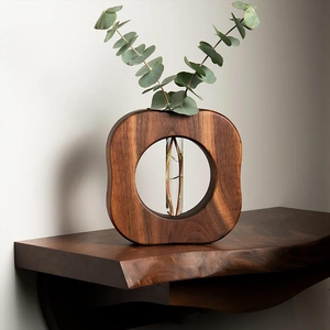 Handmade Eco-Friendly Wooden Hexagonal Ring Vase Art <b>Deco</b> Wall Vase Home Decor 4-6 Inch FAIZA CRAFT - Product Image 5