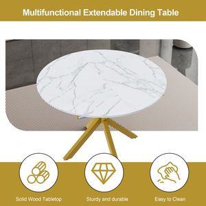 Mesa de Comedor Redonda Moderna y Sencilla con Patas Extensibles, Base en Forma de X de Acero al Carbono Resistente para Restaurantes o Uso Doméstico - Product Image 6